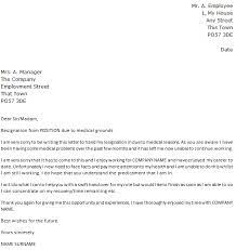Letter Of Resignation Due To Medical Reasons - Icover.org.uk