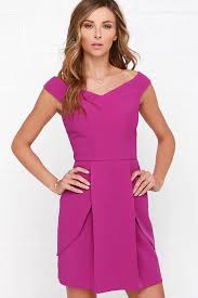 Lovely Day Magenta Off The Shoulder Dress Fuchsia Dress Purple Cocktail Dress Dresses