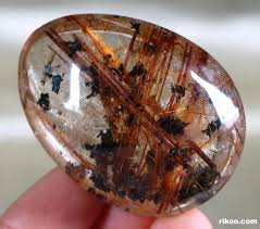 Rutilated Quartz Rock Crystal Cabochon With Black Specks Steine