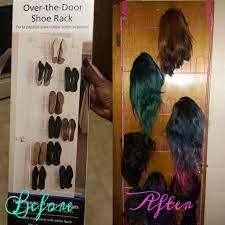 Diy Wig Holder Under 13 You Will Need Shoe Rack Spray Paint 1 Can Any Color Nail Polish That You Have H Diy Wig Diy Hairstyles Best Wigs