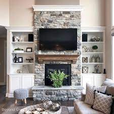 Classic Farmhouse Stone Fireplace Homedecor Farm House Living Room Home Fireplace Stone Fireplace Decor