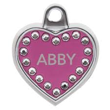 Traditional dog id tags can be attached to your pet's collar with a split ring. Tagworks Blingz Collection Personalized Small Heart Personalized Pet Id Tag Pet Id Tags Pet Id Personalized Pet