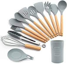 Maybe you would like to learn more about one of these? Silicone Kitchen Utensils Set 13 Pcs Wooden Handles Spatula Set Cooking Utensils For Non Stick Pans Silicone Spatulas For Cooking Kitchen Gadgets Tools Grey Amazon Co Uk Home Kitchen