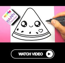 How To Draw Draw A Cute Watermelon Easy Happy Drawings Watermelon Drawing Happy Drawing Cute Watermelon In this video, you will learn how to draw and color a kawaii watermelon step by step :) video realized by my friend, game art : how to draw draw a cute watermelon easy
