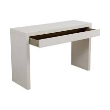 A west elm cocktail table and two gray modern wing back chairs share space with world market's arc lamp with cork lampshade and ikea's malm occasional table. 54 Off Ikea Ikea Malm White Single Drawer Narrow Desk Or Table Tables