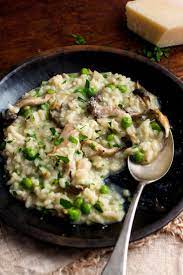 Mushroom Risotto With Peas Recipe Pea Recipes Vegetarian Recipes Risotto Recipes
