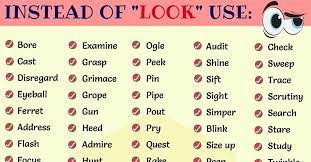 Look Synonym 100 Synonyms For Look In English 7esl Vocabulary Words New Vocabulary Words Words To Use