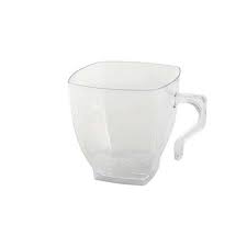 Branded disposable coffee cups stand out at conferences and events! Solid Square 8 Oz Clear Disposable Plastic Coffee Mugs Posh Party Supplies