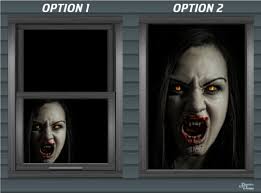 Sanguinario Vampiro Femenino Horror Ventana Retroiluminada Pared Telón de  fondo Banner Interior