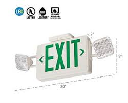 Lithonia Lighting Led Exit Sign Emergency Light Combo Ecg Led M6 Green Emergency Exit Sign Emergency Light Combo Contractor Select 120 277v With Battery Back Up At Green Electrical Supply