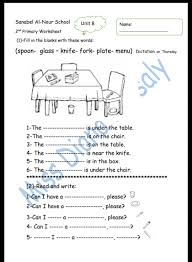ورقة عمل تدريبية لغة انجليزية للصف الثاني الوحدة الثامنة الفصل الاول