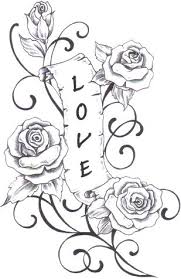 Printable flower tattoo coloring pages. Love Tattoo Flower Coloring Pages Flower Drawing Rose Drawing Tattoo