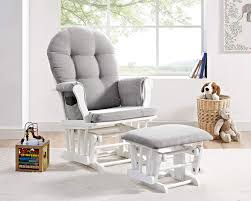 Windsor Glider And Ottoman White With Gray Cushion In 2020 Rocking Chair Nursery Nursery Rocking Chair Glider Baby Rocking Chair