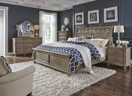 Simply Elegant Wire Brushed Heathered Taupe King Sleigh Bed 6 Liberty Furniture Elegant Bedroom Luxury Bedding