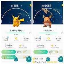 Got My First Two Shinypokemon Yesterday Pikachu Raichu Shiny Pkmn Pokemon Surfingpikachu Pika Pikapi Pokemongo P Shiny Pokemon Pokemon Raichu