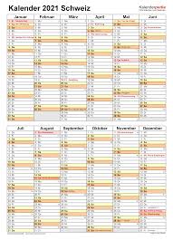 Praktische, vielseitige wochenkalender für 2021 mit farblich markierten bundesweiten feiertagen und kalenderwochen. Kalender 2021 Schweiz Zum Ausdrucken Als Pdf