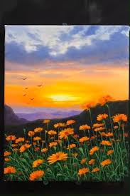 Sunset Flower Acrylic Paintings Abstractpaintings Acrylic Fineart Flower Paintings Sunset Wa Sanatsal Resimler Tuval Sanati Soyut Akrilik Tablolar