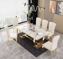 Amazon.com: Juego de mesa de comedor de mármol de lujo de 7 ...