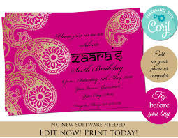 Indian Birthday Card Invitation Bollywood Party Invite Paisley Etsy In 2020 Invitation Template Indian Invitations Invitations