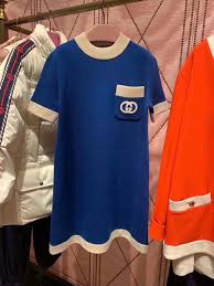 gucci tunic knitted dress short sleeve knitwear pullovers tops women clothes blue