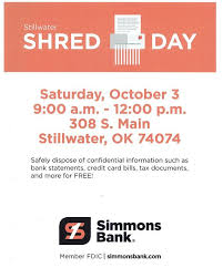 Visit the stillwater branch location in stillwater for your banking needs and uncover the power of possible. Stillwater Chamber On Twitter Simmons Bank Presents Stillwater Shred Day Saturday October 03 9 Am To 12 Pm Safely Dispose Of Confidential Information Such As Bank Statements Credit Card Bills Tax Documents