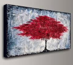 Red Tree Acrylic Abstract Painting Wall Art Tree Home Office Interior Decor Large Canv Red Abstract Painting Abstract Painting Acrylic Abstract Canvas Painting