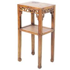 Antique Chinese Small Elm End Tea Table 32 Inch Tall W Carved Aprons Tea Table Chinese Furniture Antiques