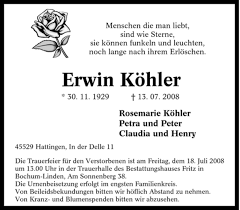 Traueranzeigen von Erwin Köhler