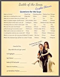 This is the kind of couple where bullets figure prominently in the story of their romance. Couples Shower Engagement Party Battle Of The Sexes Game Etsy Couple Shower Games Couple Shower Couple Wedding Shower