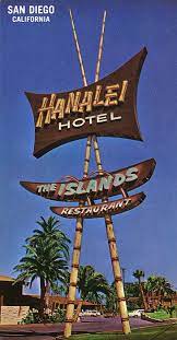 1960 S Postcard Closer View Of Hotel Signagepostcard From Hanalei Hotel San Diego Ca Retro Signage Vintage Neon Signs Vintage Tiki