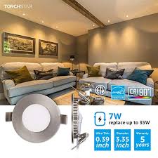Torchstar Premium 7w 3 Inch Ultra Thin Led Recessed Light With J Box 3000k Warm White Dimmable Slim Panel Downlight Farmhouse Goals