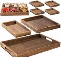 Wholesale Variety Rectangle Round Shape Acacia Wood Snack Drink Serving  Tray for Bar