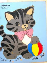 Vintage Puzzle Kitten Playskool Wooden Tray 1960 S Etsy Vintage Toys Vintage Children Kitten