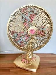 Spray Paint A Fan Rose Gold Decoupage The Blade With Floral Tissue Paper Diy Table Lamp Shabby Chic Decor Shabby Chic Furniture