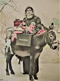 Antique Christmas Postcard Santa Claus Father Christmas Bag Presents Toys Doll Donkey Winter Snow Landscape Christmas Postcard Postcard Antique Christmas