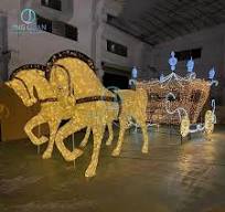 Simulation Holiday Horse Drawn Pumpkin Carriage LED Motif Lights Vivid  Fairy Large Christmas Decorations Artificial Viewing Lighting