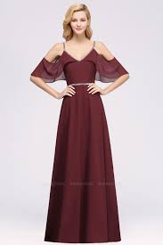 Burgundy Cold Shoulder Long Bridesmaid Dress With Half Sleeve With Images Affordable Bridesmaid Dresses Bridesmaid Dresses Dresses
