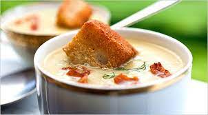 Green Tomato Soup With Bacon And Brioche Croutons Recipes Food Green Tomatoes