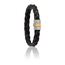 Bracelet 604 Crin De Cheval Marron Acier Or Jaune Albanu Ocarat