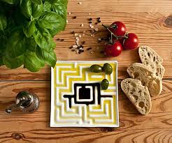 White Ceramic Plate Labyrinth Decorative Plate Dip Plate Olive Oil Bread Homemade Bread Plates