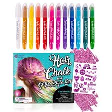 Thanks to washable hair color chalks, sprays and conditioners, your kids can look rad in red, pink, blue, purple and green before you know it. Buy Purple Ladybug 12 Colors Hair Chalk For Girls With Glitter Tattoos Body Glitter Temporary Hair Color For Kids Teens Easy To Apply Wash Out Fun Girl