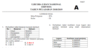 Kunci jawaban ucun 1 ipa paket a 2020. Soal Ucun Ipa Smp Tahun 2020 Paket 1 Dunia Edukasi