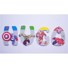 Une plaque en bois à son prénom pour décorer la porte de la chambre de votre enfant ! Lettres Bois Pour Prenom Avengers 7 00 Melliashop