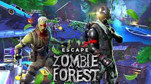 The sky is covered with purple clouds, lightning is visible, and the ominous dead climb into human cities. Prudiz Escape Zombie Forest