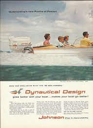 1959 Johnson Motors Color Ad Super Sea Horse V 50 Seafarer Boat Vintage Boats Classic Boats Boat