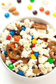 Salty And Sweet Popcorn Snack Mix Gal On A Mission Party Mix Recipe Popcorn Snack Mix Recipes Snack Mix