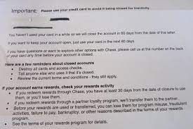 On closed accounts, your credit report may include a comment that indicates who closed the account and may say account closed by creditor if the credit card issuer closed your account. Chase Bank Closing Credit Cards For Inactivity Point Me To The Plane