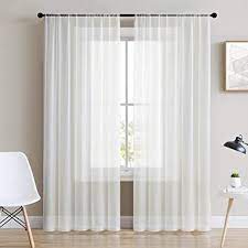 Potterybarn.com has been visited by 100k+ users in the past month Amazon Com Mrtrees White Sheer Curtains 95 Inch Length Sheers Living Room Curtain Panels Voile Window Treatment Set Bedroom Drapes Light Filtering Rod Pocket 2 Panels Off White Kitchen Dining