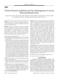 Pdf Clinical Practice Guidelines For Pain Management In Acute Musculoskeletal Injury