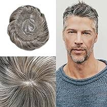 Amazon.com : Mens Toupee Hairpieces System for Men 0.1mm Full PU Toupee for  Men Human Hair Replacement System Natural Hairpiece for Men protesis  capilar #350 3# DARK BROWN+50% GREY 8x10 medium density :
